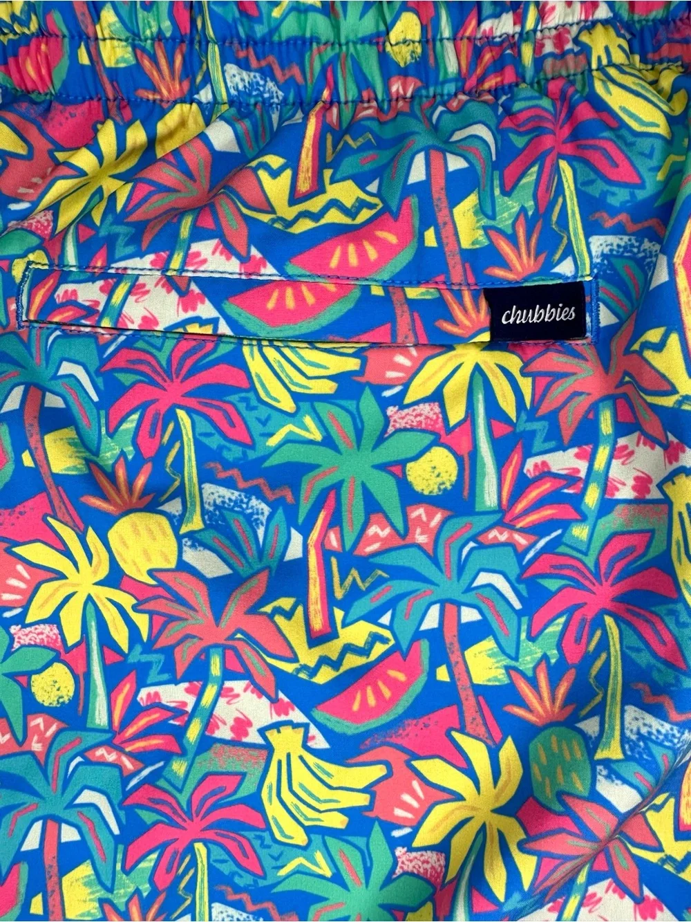 Chubbies Men’s Stretch Swim Trunks Banana Palm Tree Pattern Size XL